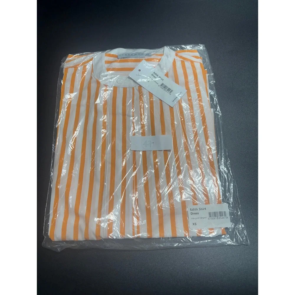 Harshman NEW Edith Midi Sleeveless Shirt Dress in Marigold/White‎ Size X-Small